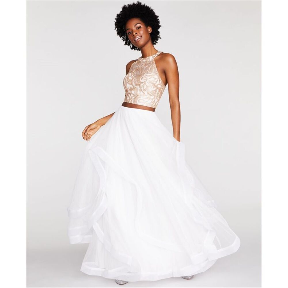 Say Yes to the Prom Womens Juniors Embroidered Halter Top Shirt, NWT